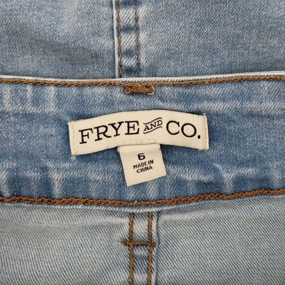 FRYE AND‎ CO. Women's Denim Midi Jean Skirt Blue Size 6 Button Fly Tie Waist New